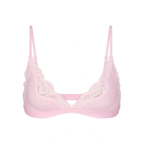 SKIMS FITS EVERYBODY LACE TRIANGLE BRALETTE BRA CHERRY BLOSSOM MULTI SIZE M - Picture 3 of 6